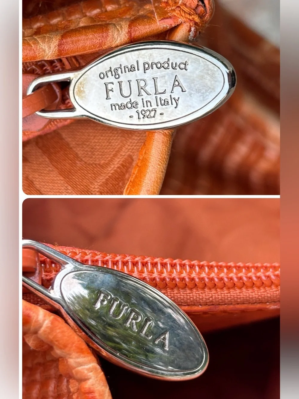 Furla Wicker Croc Embossed Tote Bag